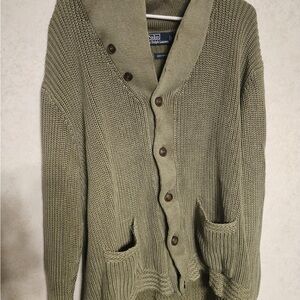 Ralph Lauren Men's Olive Cardigan Sweater